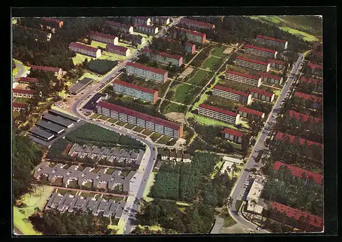 AK Karlsruhe-Waldstadt, Ortsansicht vom Flugzeug aus