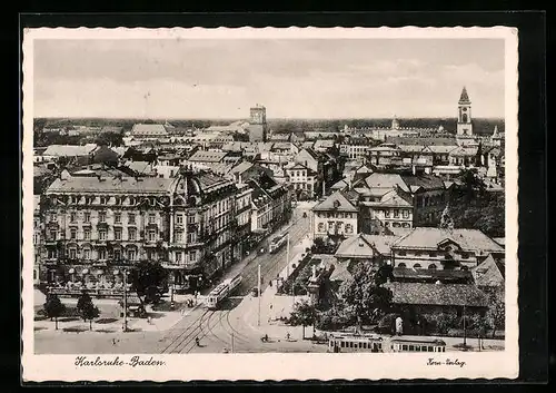 AK Karlsruhe (Baden), Stadtansicht aus der Vogelschau