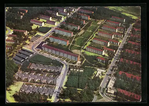 AK Karlsruhe-Waldstadt, Ortsansicht vom Flugzeug aus