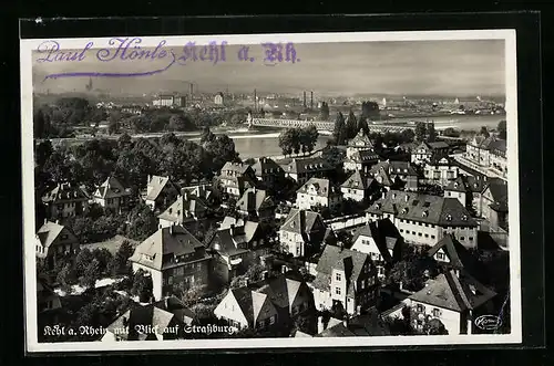 AK Kehl a. Rhein, Gesamtansicht mit Blick auf Strassburg