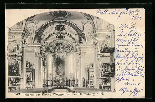 AK Rottenburg a. N., Inneres der Kirche Weggenthal