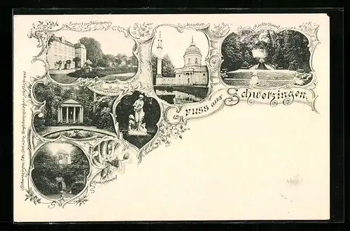 AK Schwetzingen, Minervatempel, Moschee, Apollo-Tempel