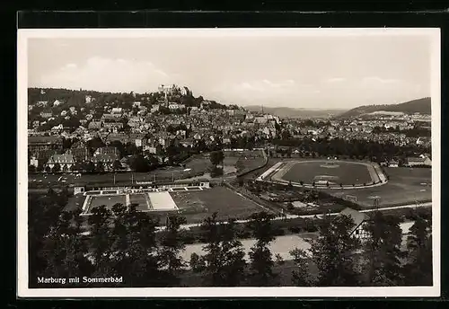 AK Marburg, Gesamtansicht mit Sommerbad