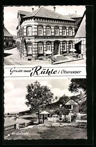 AK Rühle / Oberweser, Gasthaus zur Weser, Strandcafé