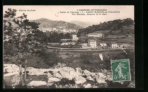AK Saint-Martin-de-Valamas, Vue Générale, Quartier de la Gare