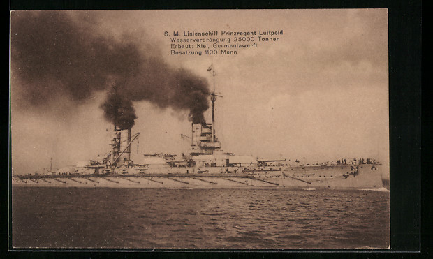 AK S.M. Linienschiff Prinzregent Luitpold, das Kriegsschiff in voller