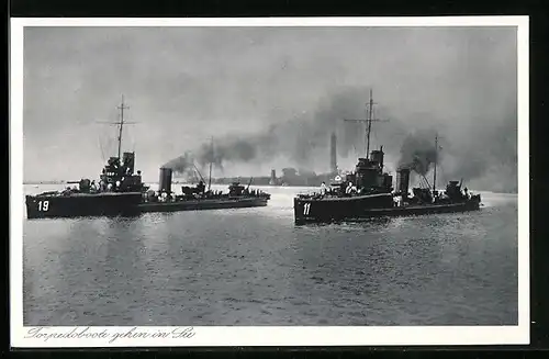 AK Kriegsschiffe, die Torpedoboote stechen in See