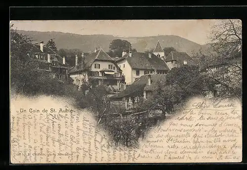 AK Saint Aubin, Ortsansicht mit der kleinen Kirche