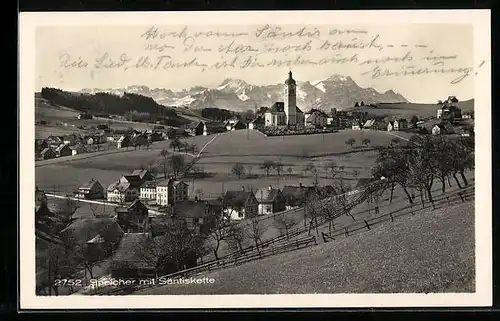 AK Speicher, Ortsansicht mit der Kirche und der Säntiskette