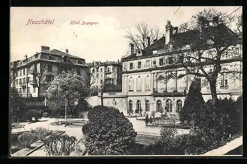 AK Neuchatel, Parkanlagen vor dem Hotel Dupeyrou