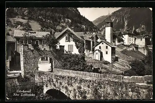 AK Göschenen, Blick von der Alten Zollbrücke zur Kapelle