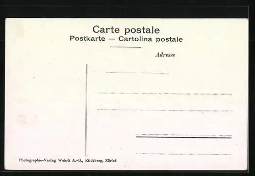 AK Lugano, Via Pessina, Ochsengespann mit Weinfass