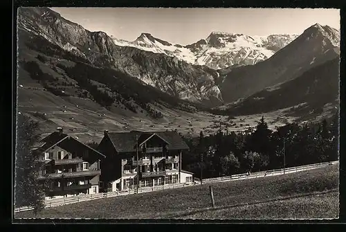 AK Adelboden, Pension Alpenruhe, Blick auf Steghorn, Wildstrubel und Fitzer