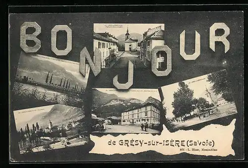 AK Gresy-sur-Isere, Vue Generale, L`Eglise et la Grand Arc