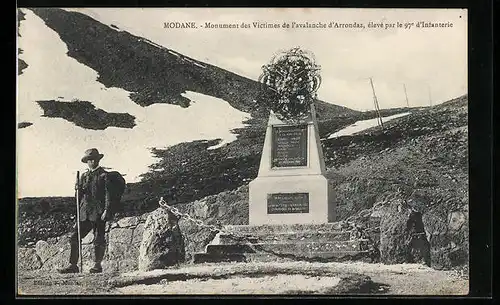 AK Modane, Monument des Victimes de l`avalanche d`Arrondaz, eleve par le 97e d`Infanterie