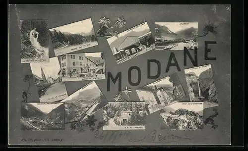 AK Modane, Route du Frejus, Eglise, Interieur de la Gare, Fort de L`Esseilon