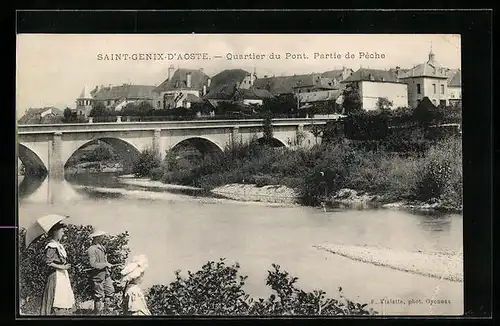 AK Saint-Genix-D`Aoste, Quartier du Pont, Partie de Peche