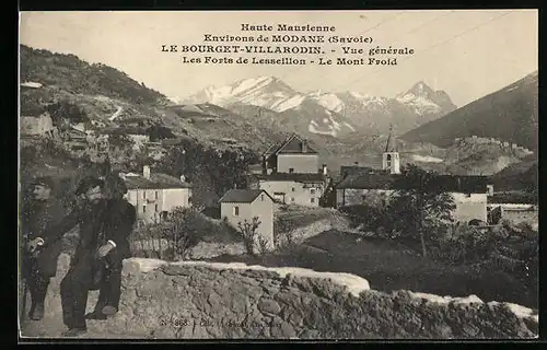 AK Bourg-Villarodin, Vue generale, Les Forts de Lesseillon, Le Mont Froid