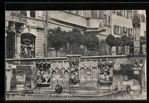 AK Schwäbisch Hall, Marktbrunnen mit Pranger