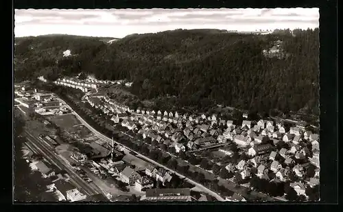 AK Oberndorf am Neckar, Blick über die gesamte Stadt, Fliegeraufnahme