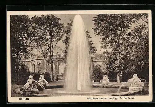 AK Berlin-Friedrichshain, Märchenbrunnen und grosse Fontaine