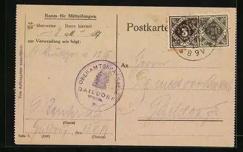 AK Gaildorf in Württemberg, Deutsche Giroverbände des Württ. Giroverband, Gutschriftsanzeige
