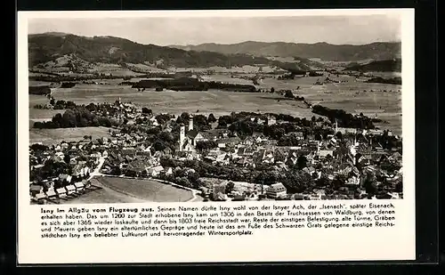 AK Isny im Allgäu, Generalansicht der Stadt, Fliegeraufnahme