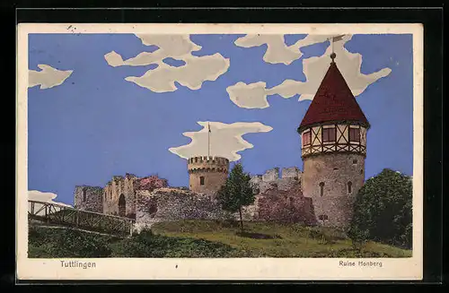 Künstler-AK Tuttlingen, an der Ruine Honberg