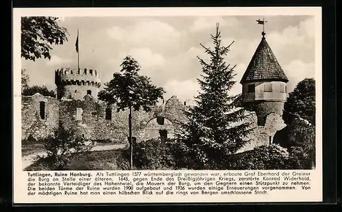 AK Tuttlingen a. d. Donau, vor der Ruine Honburg