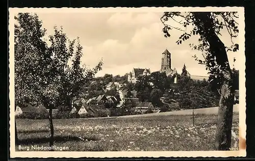 AK Niederalfingen, Blick zur Burg über der Ortschaft