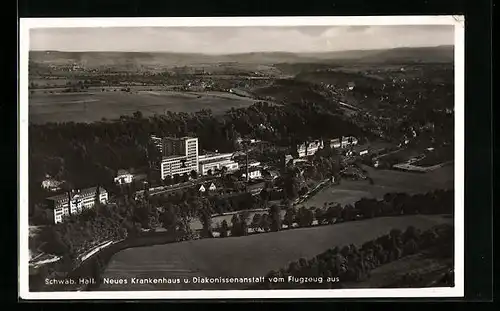 AK Schwäbisch Hall, Neues Krankenhaus und Diakonissenanstalt vom Flugzeug aus gesehen