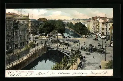 AK Berlin-Tiergarten, Strassenbahnen auf der Potsdamer Brücke