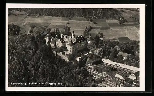 AK Langenburg, Blick auf das Schloss, Fliegeraufnahme