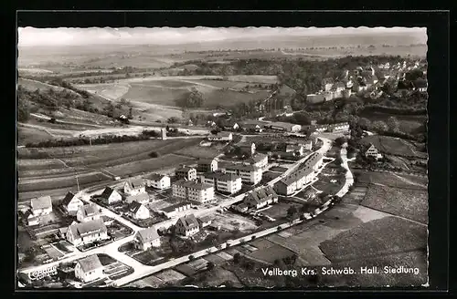 AK Vellberg bei Schwäbisch Hall, Blick auf die Hall. Siedlung, Fliegeraufnahme
