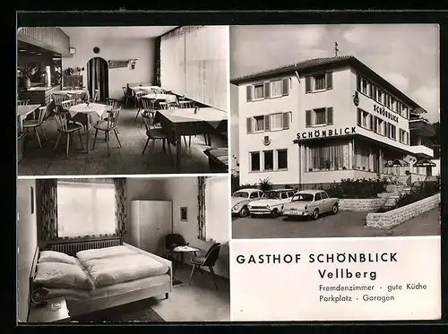 AK Vellberg bei Schwäbisch Hall, Gasthof Schönblick Aussenansicht, im Gastraum