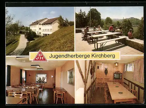 AK Kirchberg a. Jagst, vor der Jugendherberge, im Gastraum, auf der Terrasse