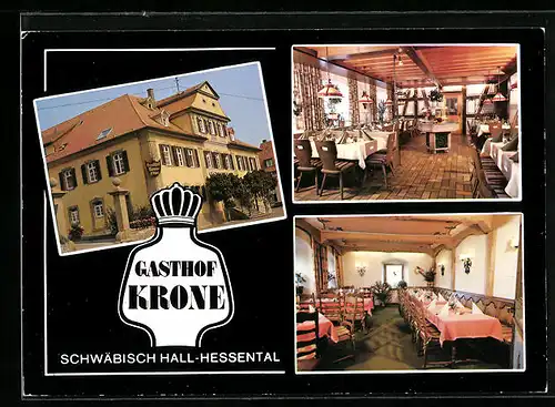 AK Schwäbisch Hall, Hessental, Gasthof Krone, in den Gasträumen, Hotel Hohenlohe