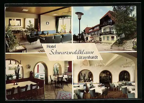 AK Lützenhardt im Schwarzwald, Hotel und Restaurant Schwarzwald-Klause, Aussenansicht, in den Gasträumen