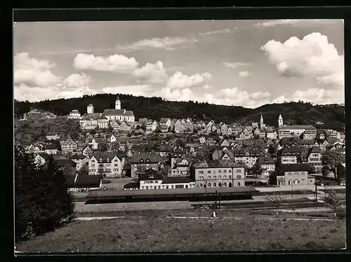 AK Horb am Neckar, Gesamtansicht der Stadt mit dem Bahnhof im Vordergrund