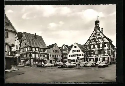 AK Gaildorf in Württemberg, Fachwerkhaus auf dem Marktplatz