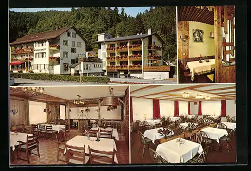 AK Lauterbach im Schwarzwald, Hotel Pension Tannenhof, Aussenansicht, in den Gasträumen