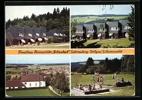 AK Schramberg-Sulgen im Schwarzwald, Stadtpanorama mit Kirche im Vordergrund, Familien-Ferienstätte Eckenhof