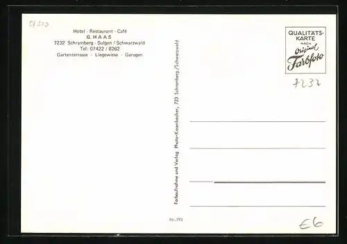 AK Schramberg-Sulgen im Schwarzwald, Generalansicht, Hotel Restaurant Cafe G. Haas, in der Gaststube