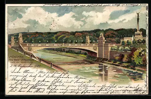 Lithographie München, Prinz-Regent-Luitpold-Brücke