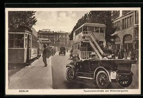 AK Berlin, Tauentzienstrasse am Wittenbergplatz, Strassenbahn, Fotomontage