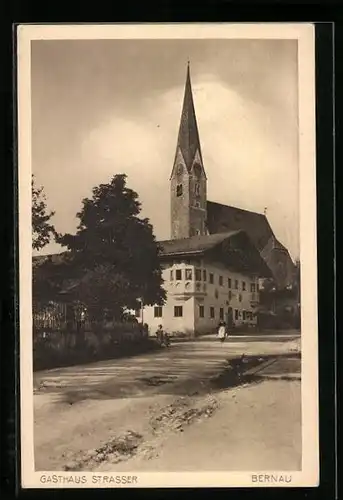 AK Bernau, Gasthaus Strasser und Kirche
