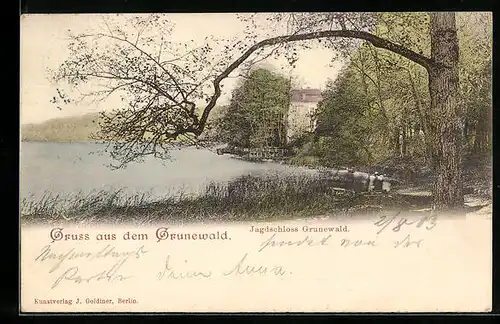 AK Berlin-Grunewald, Blick zum Jagdschloss