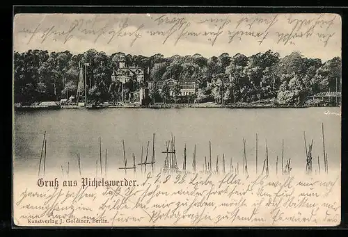 AK Berlin-Wilhelmstadt, Blick zur Flussinsel der Havel Pichelswerder