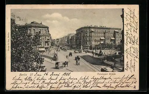 AK Berlin-Tiergarten, Potsdamer Brücke