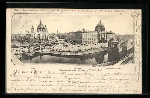 AK Berlin, Panorama mit Dom, Schloss und Nationaldenkmal